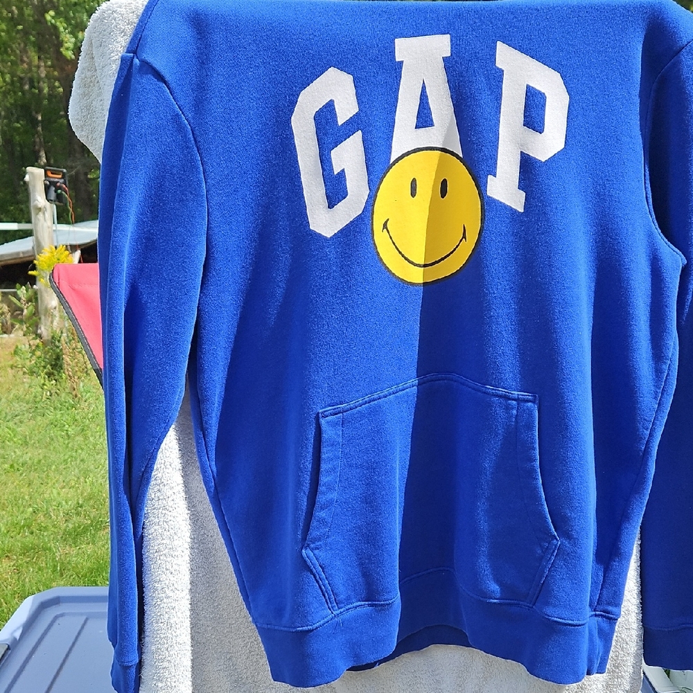 GAP Royal Blue Hoodie with Yellow Smiley